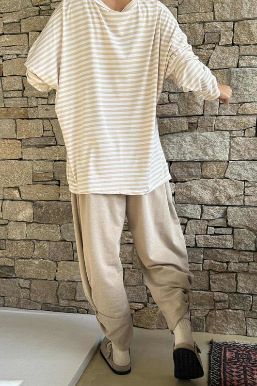  Perfect Breton V Long Sleeve Top Camel - **